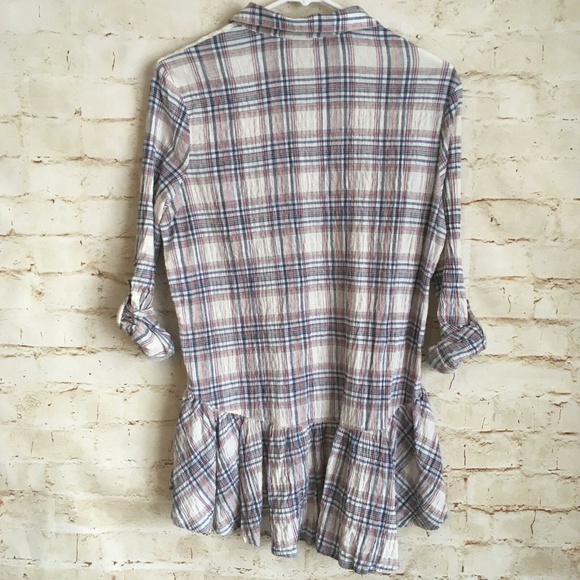 ​Easel Anthropologie Plaid Lace Tunic - Picture 4 of 6